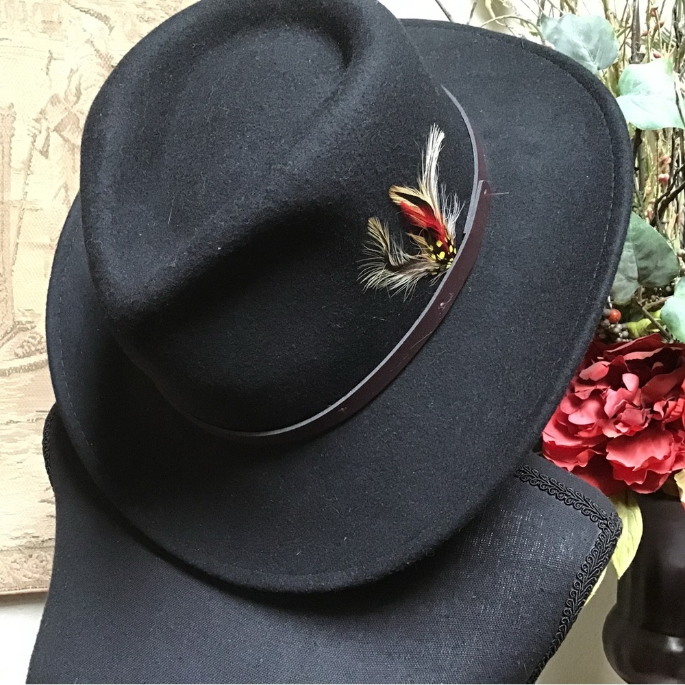 Scala Black Hat with Feather Accent - Picture 2 of 9